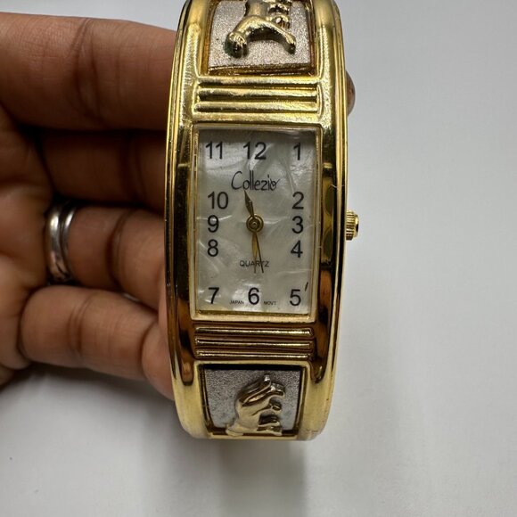 Collezio Watch Women Gold Silver Two Tone Panther Bangle Band New Battery 7" - Picture 4 of 13